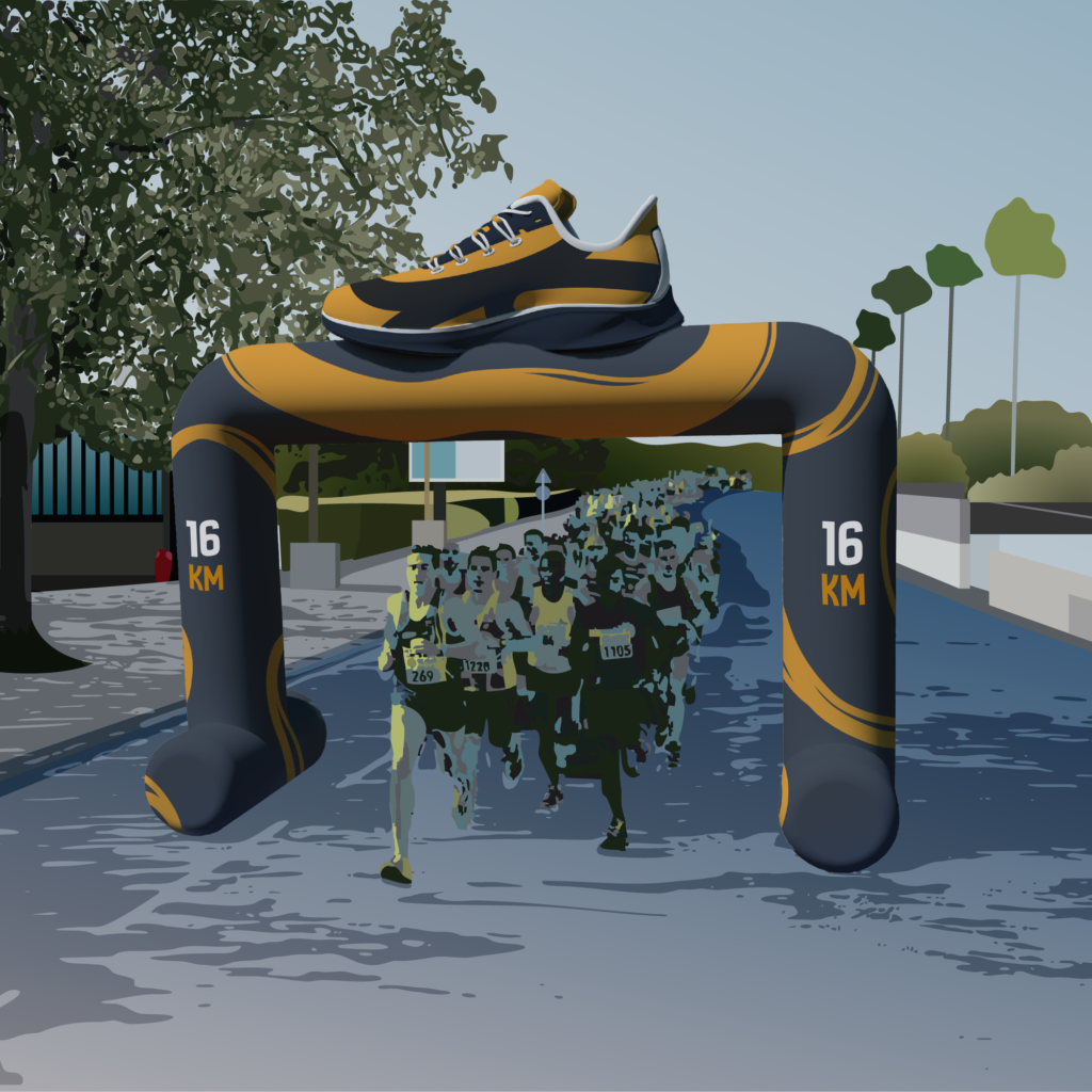 Arche gonflable avec décor 3D Hurrah, marathon course à pieds