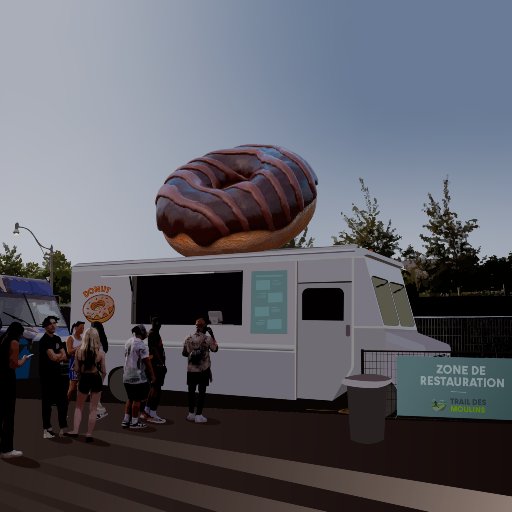 Personalisiertes aufblasbares 3D-Objekt Hurrah auf einem Donut-Laster