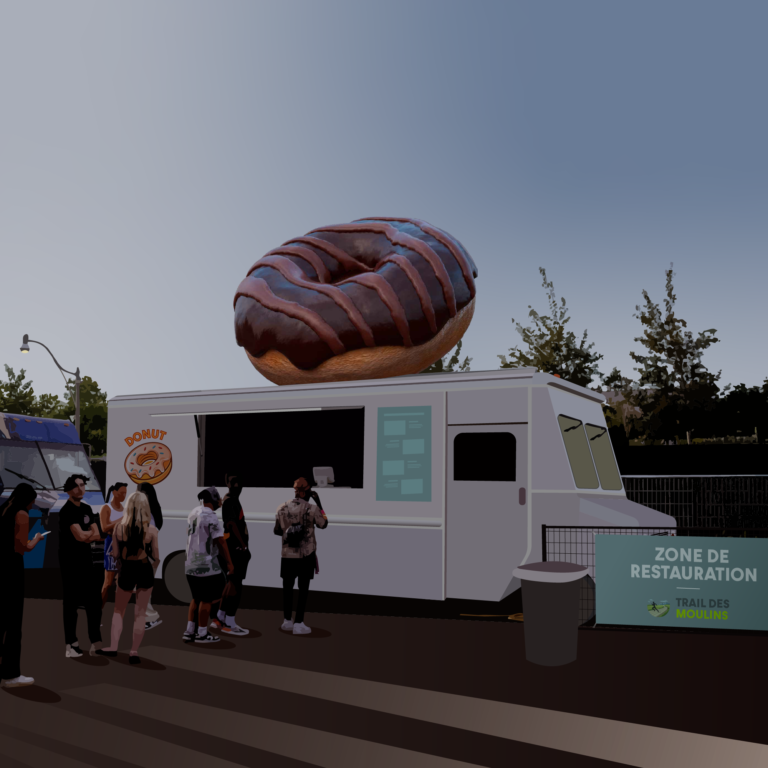Personalisiertes aufblasbares 3D-Objekt Hurrah auf einem Donut-Laster