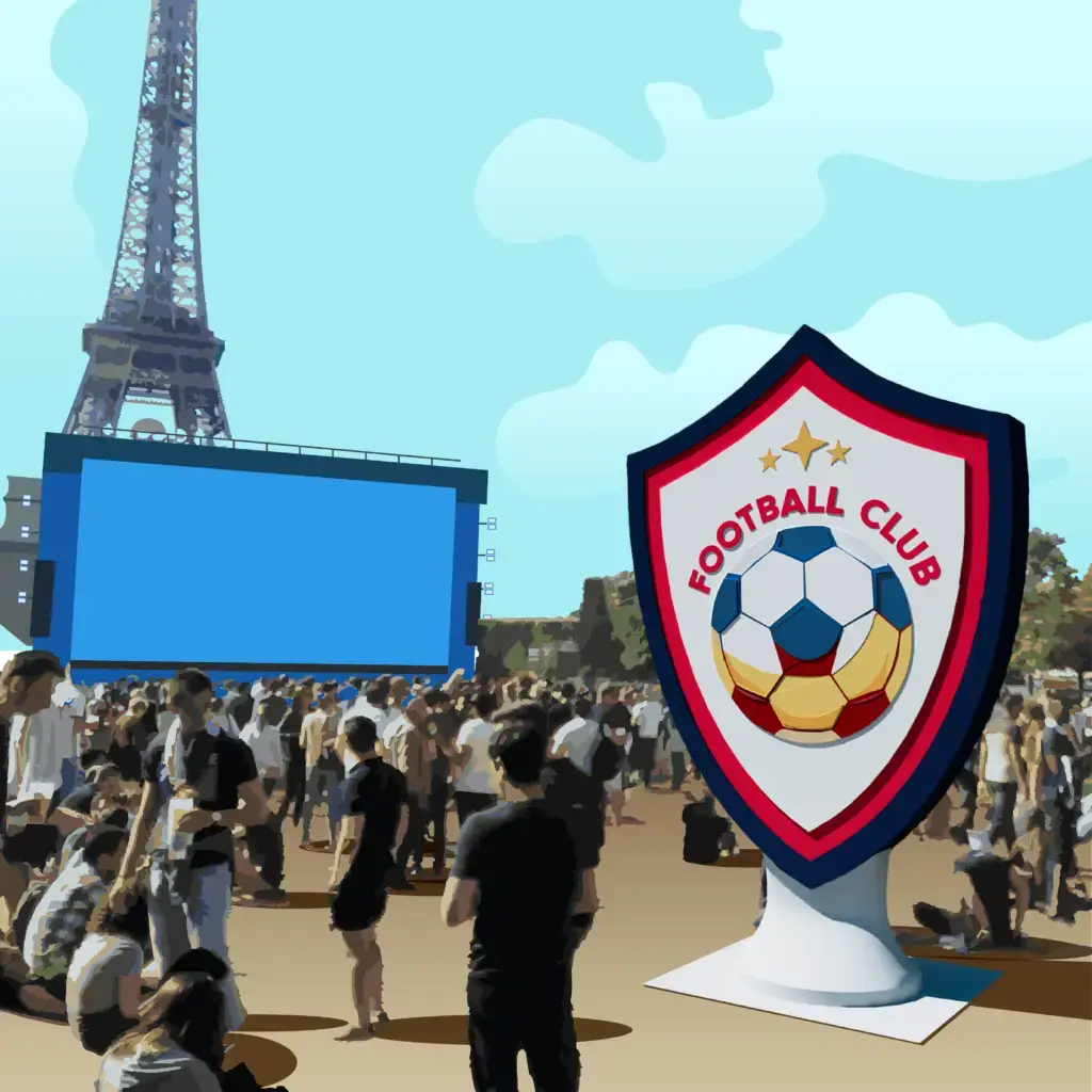 Logo géant gonflable Hurrah dans une fan zone