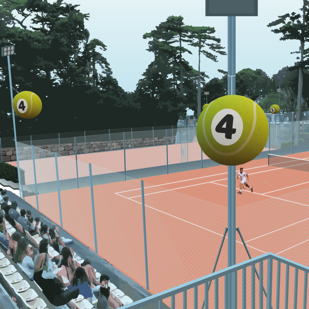 Balle de tennis gonflable signalétique géante pour tournoi